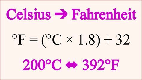 200 Celsius To Fahrenheit Calculatio