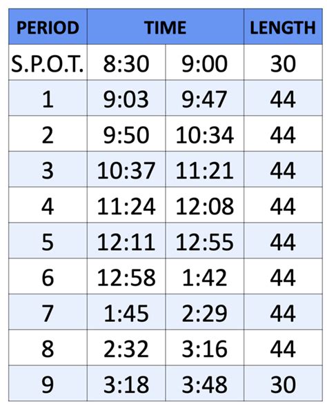 Alms Spot Period Bell Schedule Starts 4 24 23 Albert Leonard Middle