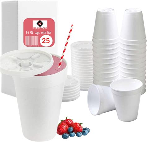 Amazon Com 16 Oz Disposable Styrofoam Cups 50 Pack White Foam Cup