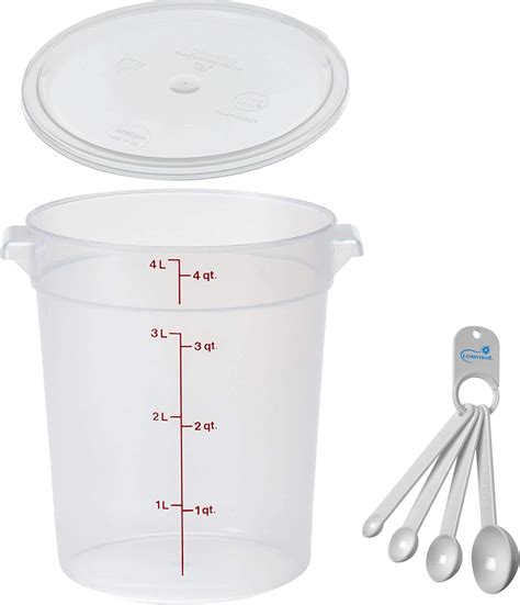 Amazon Com Cmbro 6 Quart Round Food Storage Container With Lid Bpa Free 2 Pack With Scraper Bundle Restaurant Containers With Lids For Bread Proofing Clear Plastic Storage Bins With Lids Home Kitchen