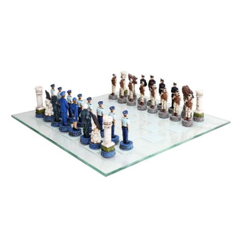 Amazon Com Us Air Force Vs Marines Military Chess Set Hand Painted With Glass Board Toys Games