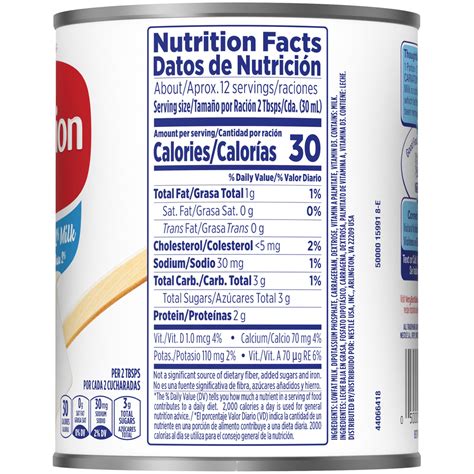Carnation Evaporated Milk Nutrition Facts