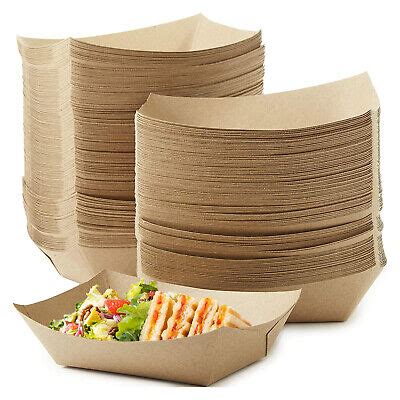 Compostable Kraft Paper Food Tray Cardboard Serving Plates For Takeaways Picnics Ebay