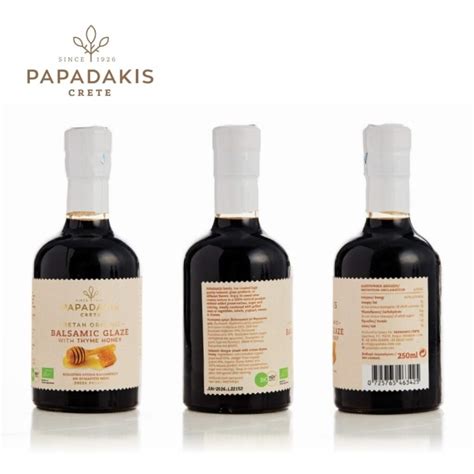Cretan Organic Balsamic Glaze With Thyme Honey Papadakis Crete Buy