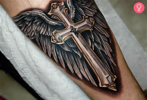 Cross And Wings Tattoo Design