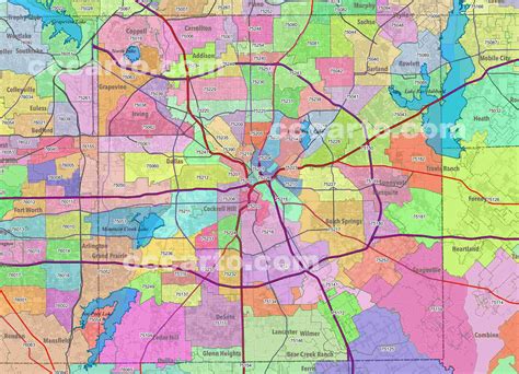 Dallas Zip Codes Dallas County Zip Code Boundary Map