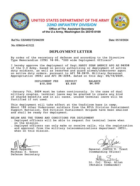 Deployment Letter Us Pdf