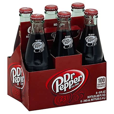 Dr Pepper Soda 8 Fl Oz Glass Bottles 6 Pack Randalls