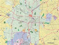 Editable Atlanta Map With City And Zip Code Borders Illustrator Pdf Digital Vector Maps