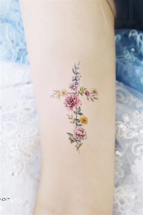 Floral Cross Tattoo Designs