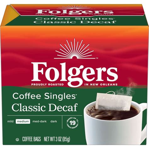 Folgers Decaf Classic Roast Coffee Singles 12 G Free Shipping