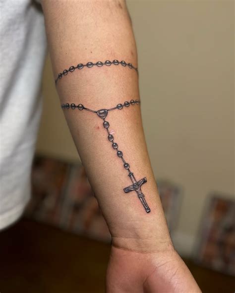 Forearm Rosary Tattoo Design