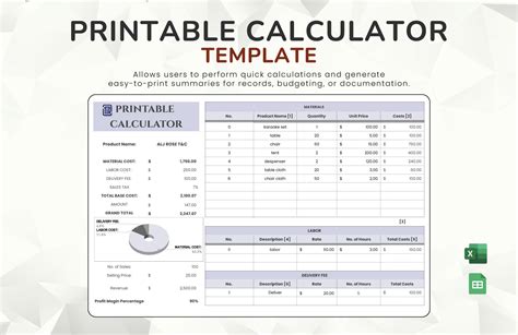 Free Calculator Templates To Edit Online