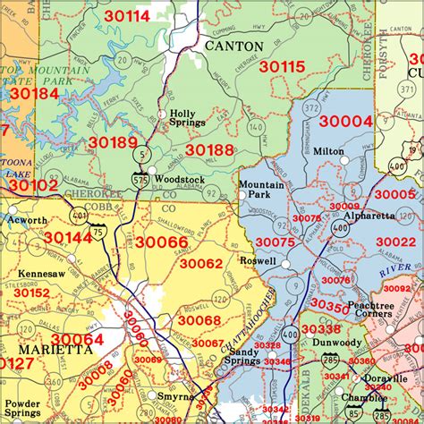 Georgia State Highway Zip Code Wall Map Metro Atlanta Zip Code Wall Map 2025