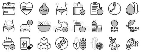 Icons In Two Tones About Diet Healthy Food Stock Illustration