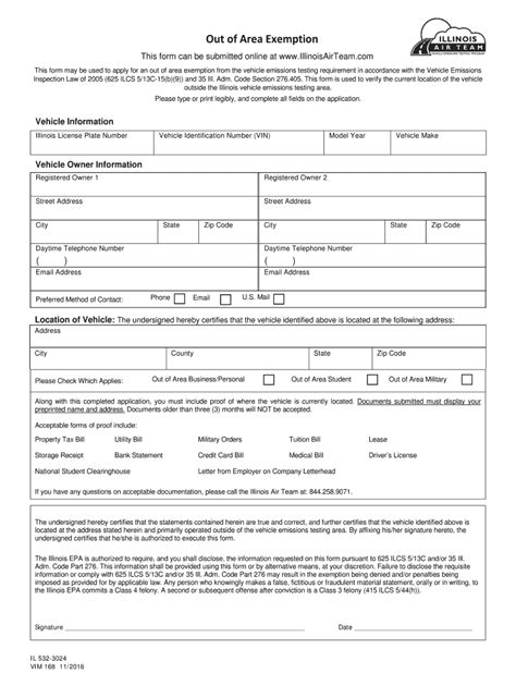 Illinois Out Area Exemption Form Fill Online Printable Fillable