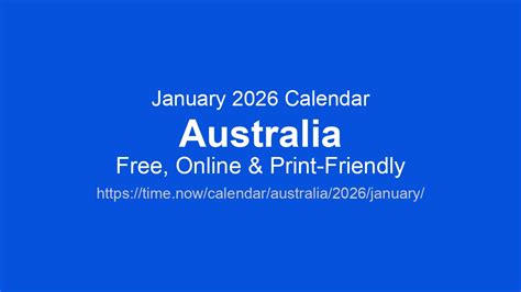 January 2026 Calendar Australia Time Now