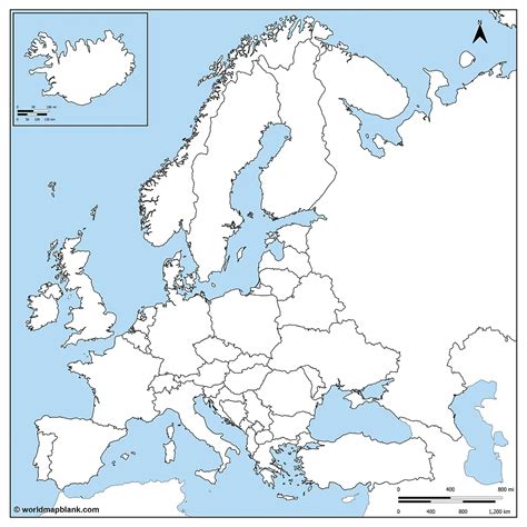 Labeled Map Of Europe With Blank Map