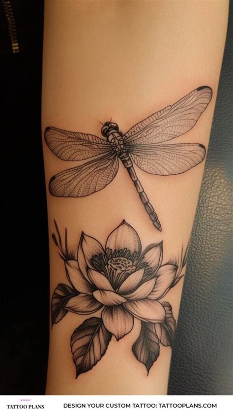 Lotus Dragonfly Temporary Tattoo Dragonfly Tattoo Lotus Tattoo Floral Tattoo Animals Tattoo Etsy
