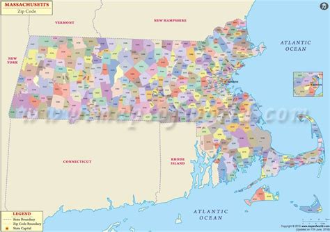 Massachusetts Zip Code Map Printable