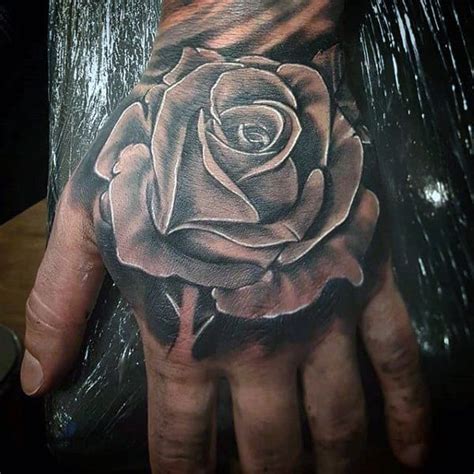 Men Hand Rose Tattoo