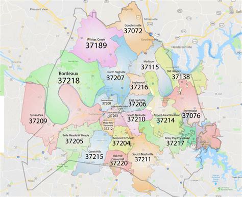 Nashville Tennessee Tn Zip Code Map Downloads