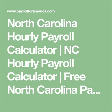 North Carolina Payroll Calculator Educational Printable Activities