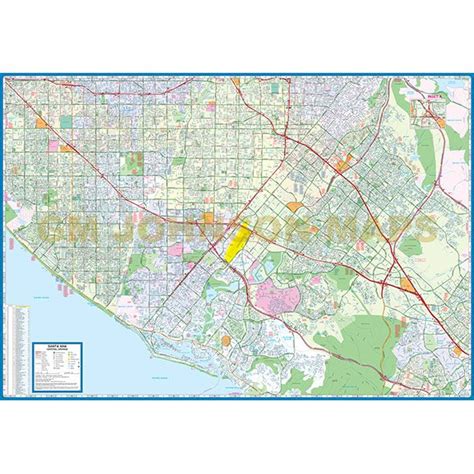 Orange County Central Santa Ana Newport Beach California Street Map Gm Johnson Maps