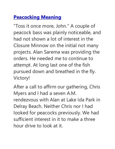 Peacocking Meaning Pdf