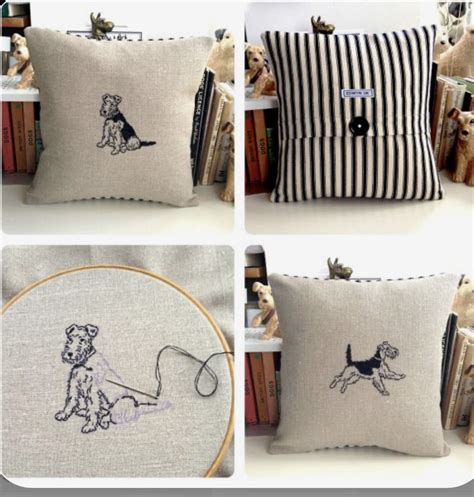 Pin By Sarah Winter On Just Sew Embroidered Cushions Welsh Terrier