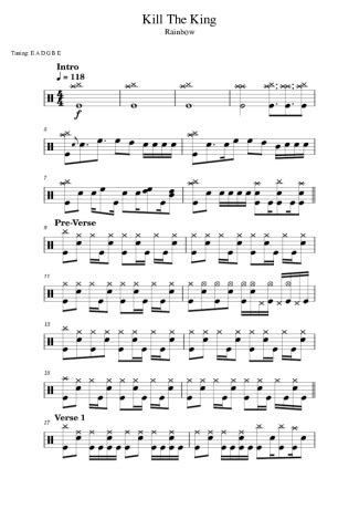 Rainbow Kill The King Sheet Music For Drums