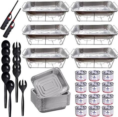 Rectangle Chafing Dish 8Qt Buffet Serving Kit Disposable Aluminum Chafing Dish Party Set 36Pc Disposable Chafing Dishes For Buffet