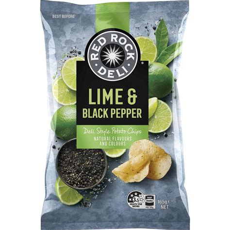 Red Rock Deli Lime And Cracked Pepper Potato Chips Bags At Store