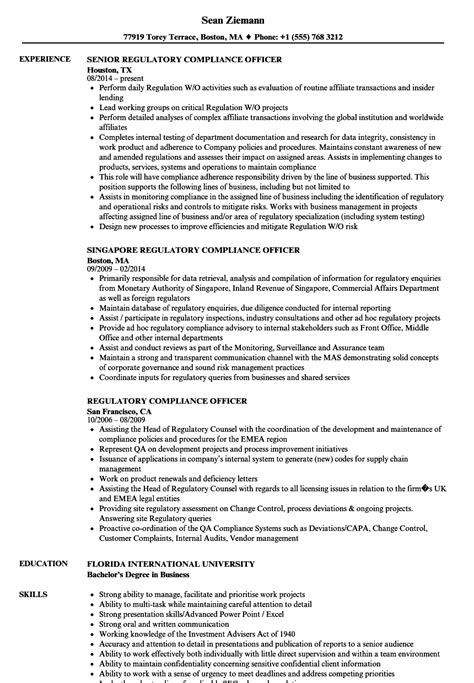 Regulatory Compliance Resume Samples Velvet Jobs
