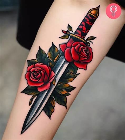 Rose And Dagger Tattoo Design
