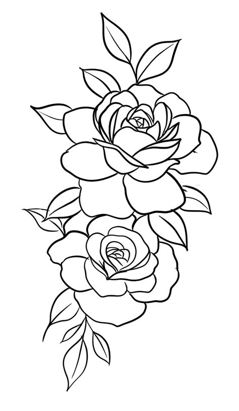 Rose Outline Drawing Rose Outline Tattoo Flower Tattoo Stencils