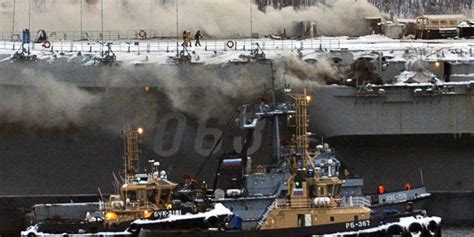 Russia S Only Carrier Damaged In Shipyard Accident Now On Fire Ars