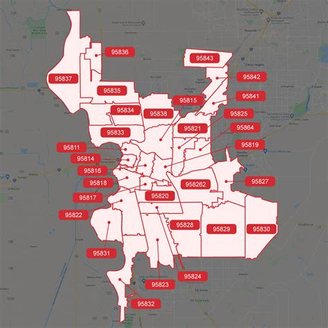Sacramento California Zip Code Map