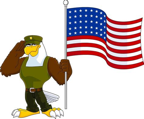Salute Flag Eagle Clip Art 47 Thousand Cartoon Eagle Royalty Free