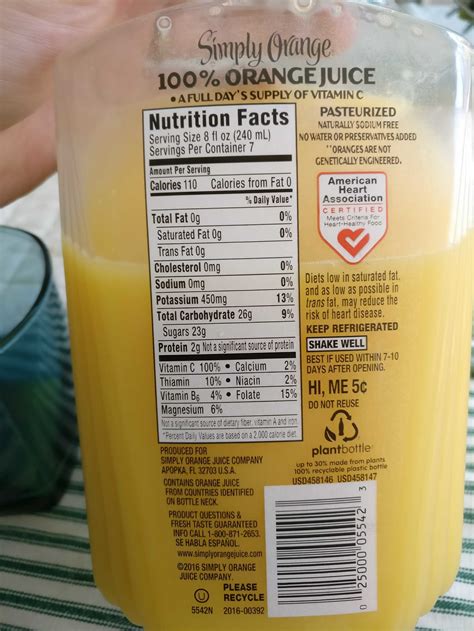 Simply Orange Juice Ingredients
