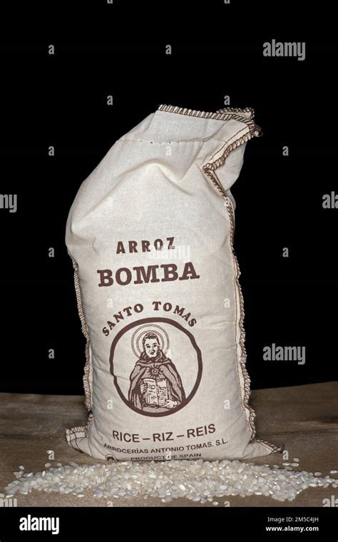 Spanish Paella Rice Of The Bomba Variety In A Cotton Bag Food