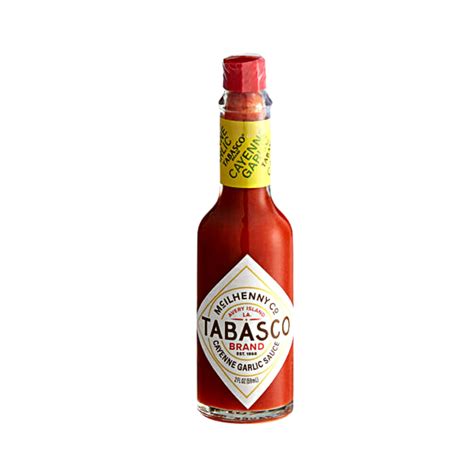 Tabasco Pepper Sauce Garlic 2 Oz Louisiana Pantry