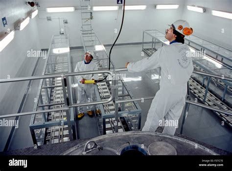 Technicians Inside Nuclear Power Plant Near Stockholm Sweden Stock