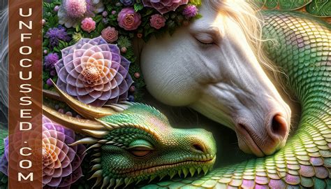 The Serenity Of The Fabled A Unicorn And Dragon S Peace Unfocussed Photography Art