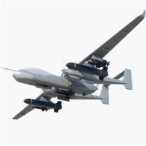 Twin Boom Unmanned Combat Aerial Vehicle Rigged 3D Model 129 Max