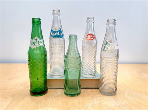 Vintage Green Glass Soda Bottles Coke Diet Dr Pepper 1996 Texas Rangers Etsy