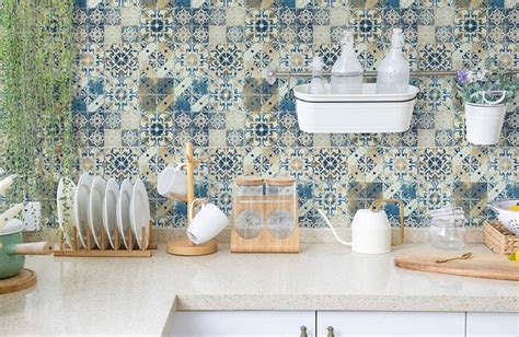 Vintage Tile Kitchen Contact Paper Boho Tile Pattern